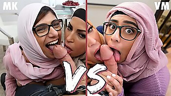 Η Καλλονή Με Μεγάλα Βυζιά Mia Khalifa Αντιμετωπίζει Τη Violet Myers Σε Μια Αναμέτρηση Με Γαμήσια Βυζιών